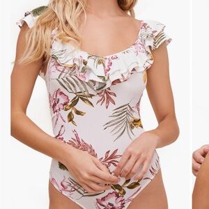 Floral Ruffle Strap Bodysuit